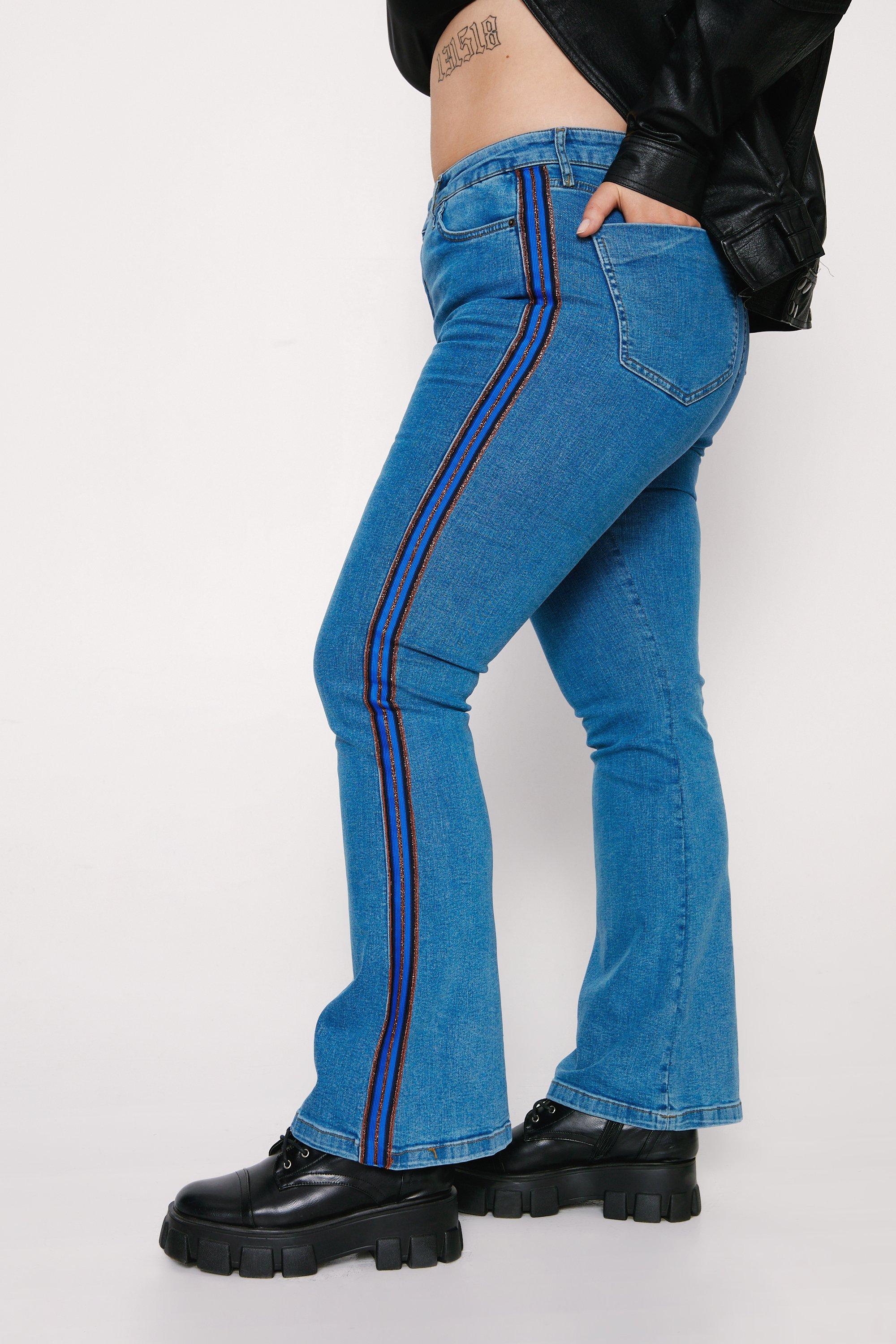 Plus size jeans with side stripe online